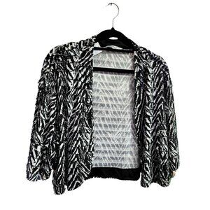 Tanjay Petite No size tag - Around a Medium - Zebra print ruffle cropped jacket
